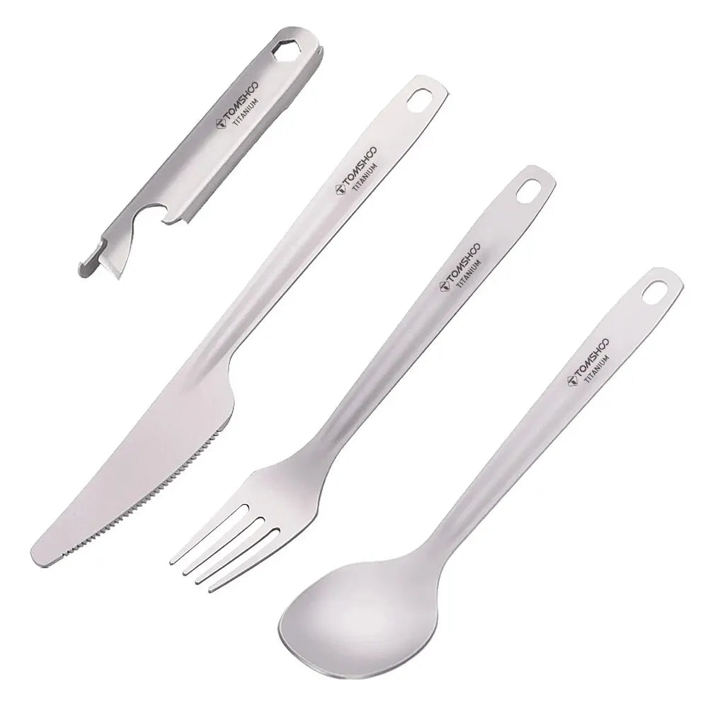 TOMSHOO 4-in-1 Titanium Outdoor Cutlery Set