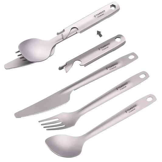 TOMSHOO 4-in-1 Titanium Outdoor Cutlery Set