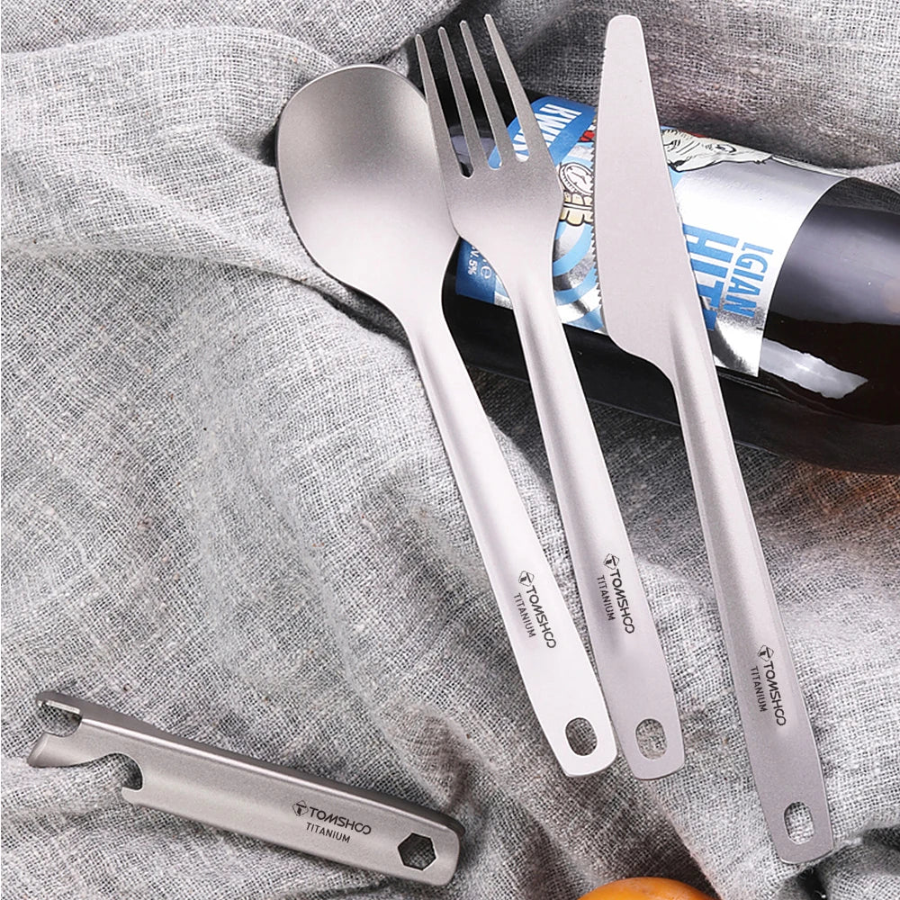 TOMSHOO 4-in-1 Titanium Outdoor Cutlery Set