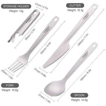 TOMSHOO 4-in-1 Titanium Outdoor Cutlery Set