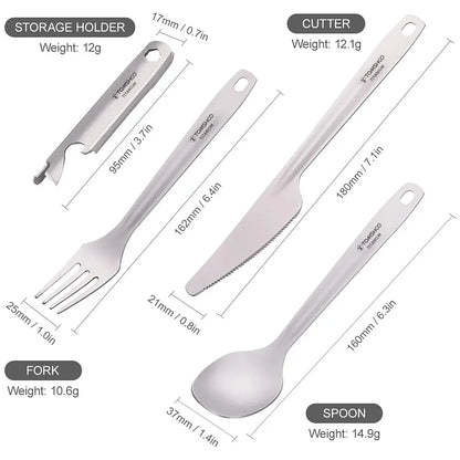 TOMSHOO 4-in-1 Titanium Outdoor Cutlery Set
